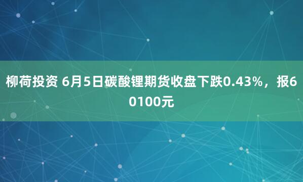 柳荷投资 6月5日碳酸锂期货收盘下跌0.43%，报60100元